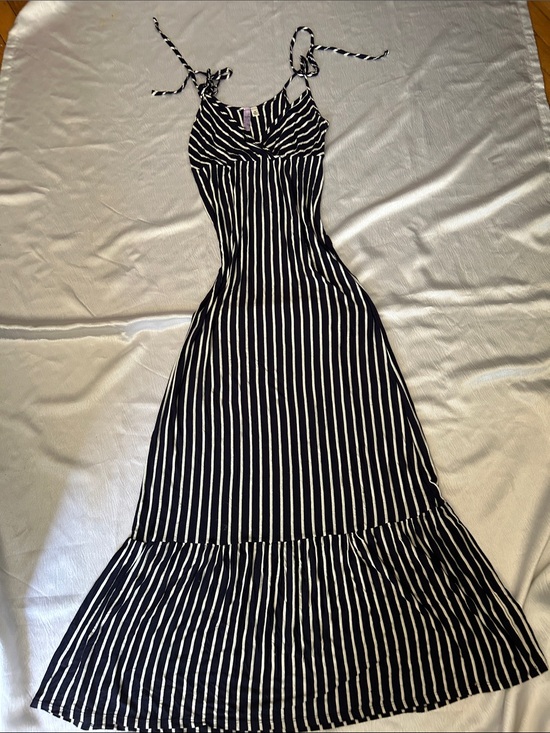 Alya Dresses & Skirts - Striped Black and White Maxi Dress with Tie Straps